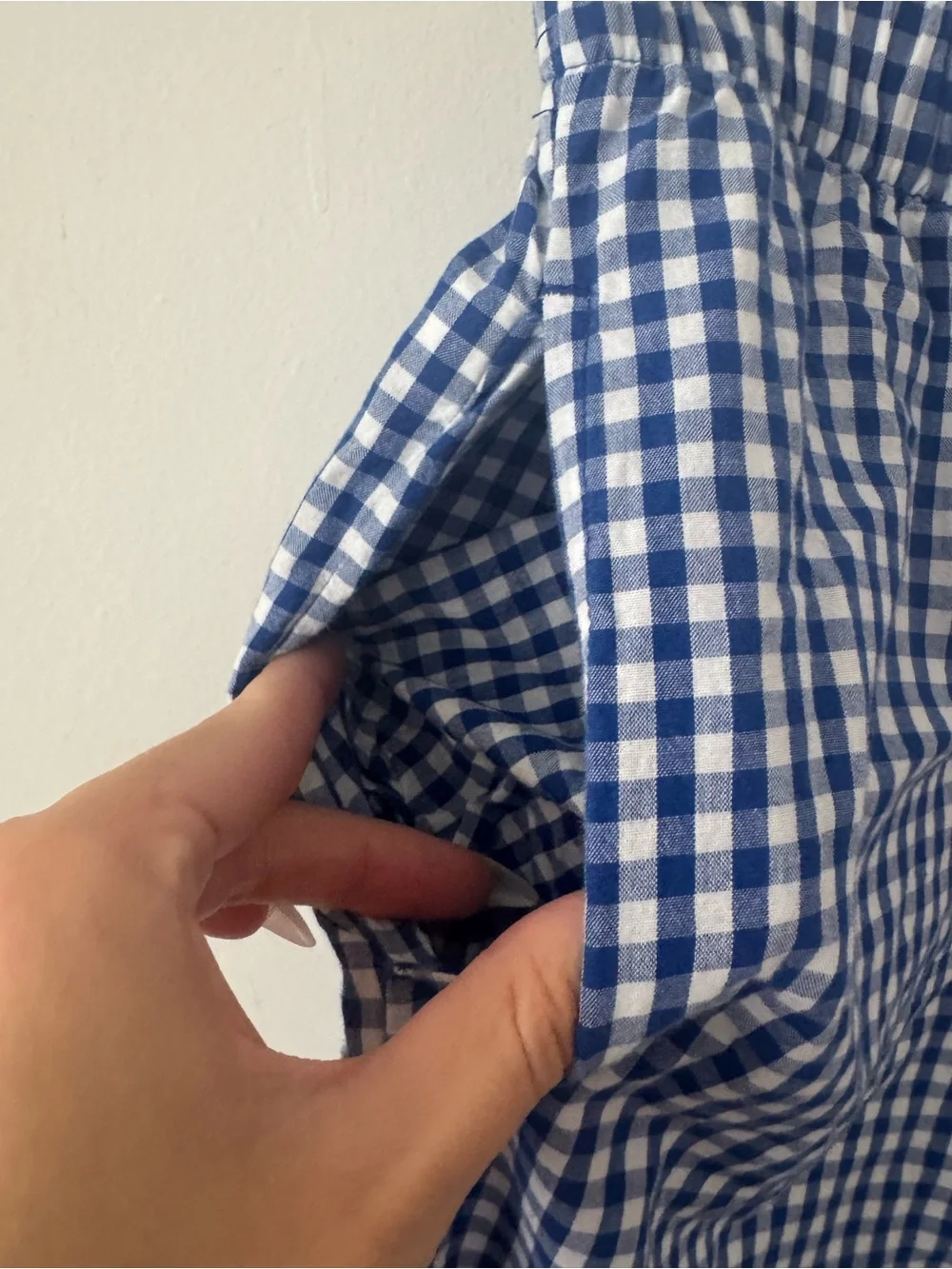 LOFT Blue and White Gingham Smocked Top Set